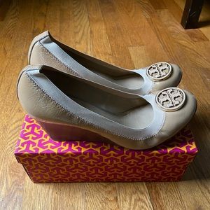 Tory Burch logo wedges